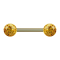 Barbell gold-plated with two crystal balls topaz Epoxy protective layer