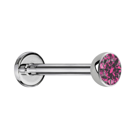 Micro Labret silber mit Halbkugel Kristall pink