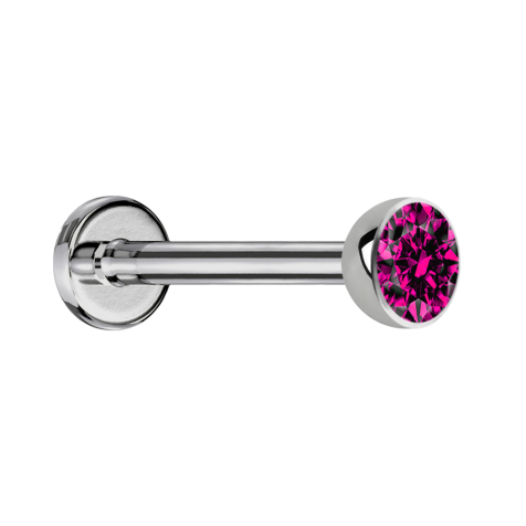 Micro Labret silber mit Halbkugel Kristall fuchsia
