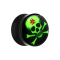 Flared plug with green skull