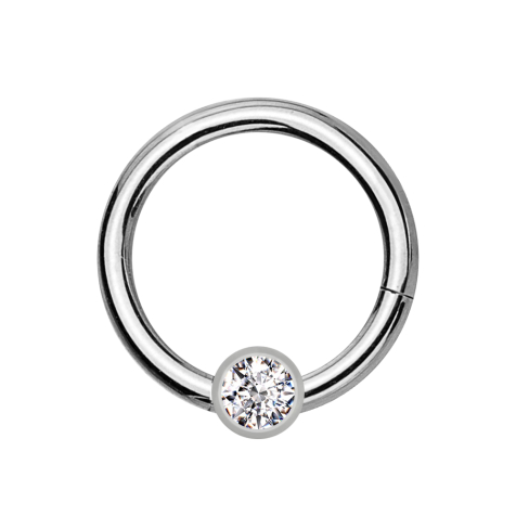 Anello a micro segmenti con cerniera in argento e cristallo a sfera in argento