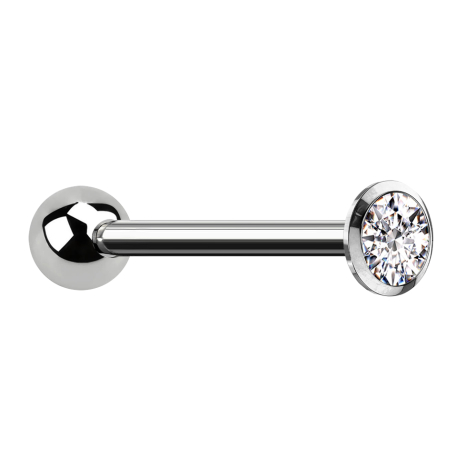 Barbell internal thread silver with ball and crystal silver