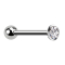 Barbell internal thread silver with ball and crystal silver