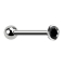 Barbell internal thread silver with ball and crystal black