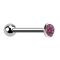 Barbell Innengewinde silber mit Kugel und Kristall pink