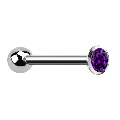 Barbell internal thread silver with ball and crystal violet
