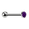Barbell internal thread silver with ball and crystal violet
