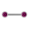 Barbell silber mit zwei Kugel front Kristall fuchsia