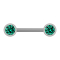 Barbell silver with two ball front crystal turquoise