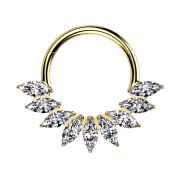 Micro segment ring, foldable, gold-plated, oval crystals,...