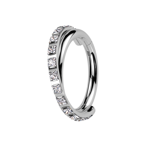 Micro Segmentring klappbar silber gekreuzt seitlich quadratische Kristalle silber