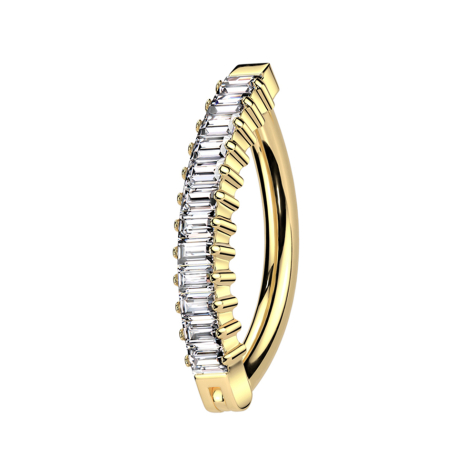 Foldable banana-shaped gold-plated sign, vertical rectangular crystals, silver