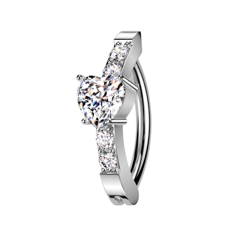 Banane pliable argent bouclier quatre ronds un cœur cristal argenté