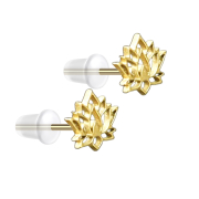 Gold-plated lotus flower stud earrings