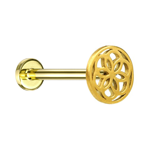 Micro labret filo interno placcato oro fiore della vita