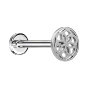Micro labret internal thread silver flower of life