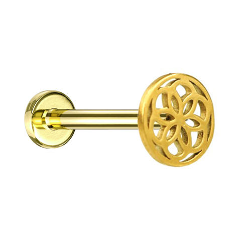Micro Labret femelle doré Fleur de vie