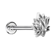 Micro labret internal thread silver lotus flower