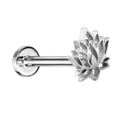 Micro labret internal thread silver lotus flower