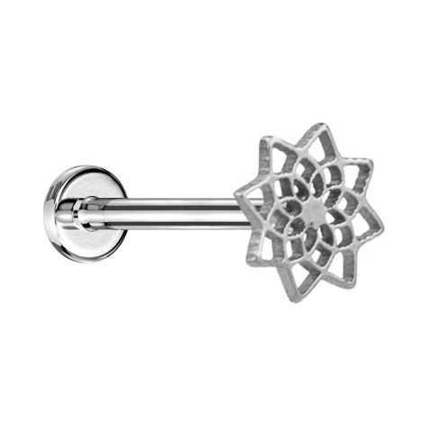Micro Labret Innengewinde silber Lotusblume von oben
