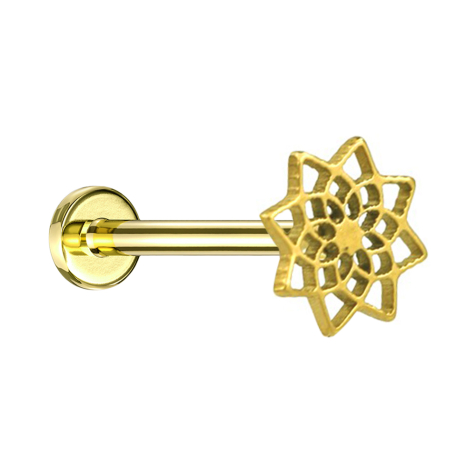 Micro labret filo interno placcato oro fiore di loto dallalto
