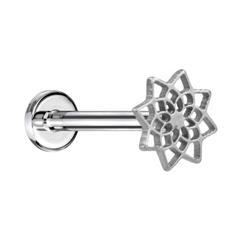 Micro Labret Innengewinde silber Lotusblume von oben