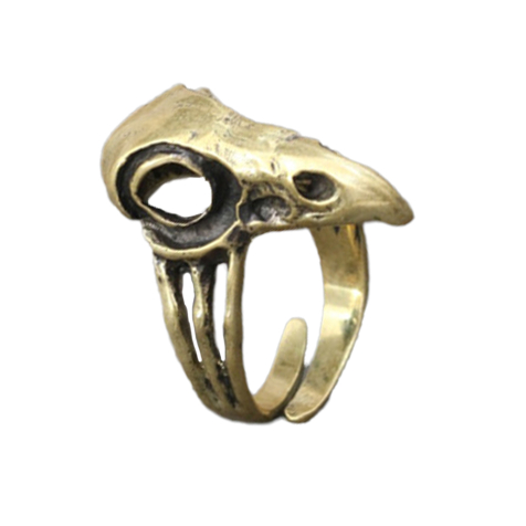 Gold-plated bird skull ring