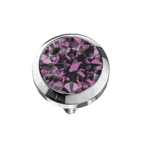 Dermal Anchor argenté avec cristal violet clair