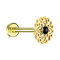 Micro Labret Innengewinde vergoldet Blume Onyx Stein
