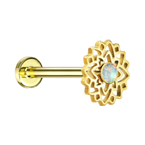 Micro labret internal thread gold-plated flower opal white