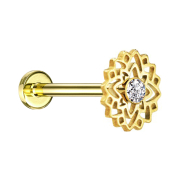 Micro labret internal thread gold-plated flower crystal...