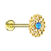 Micro labret internal thread gold-plated flower of life