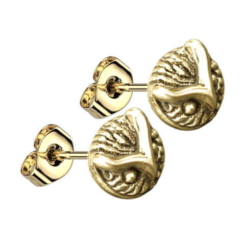 Gold-plated owl stud earrings