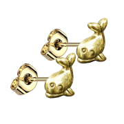 Gold-plated whale stud earrings