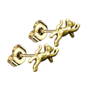 Gold-plated cat stud earrings