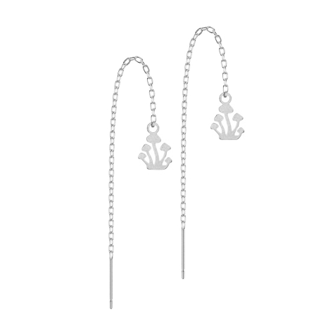 Ohrstecker silber freifallende Kette Pilze