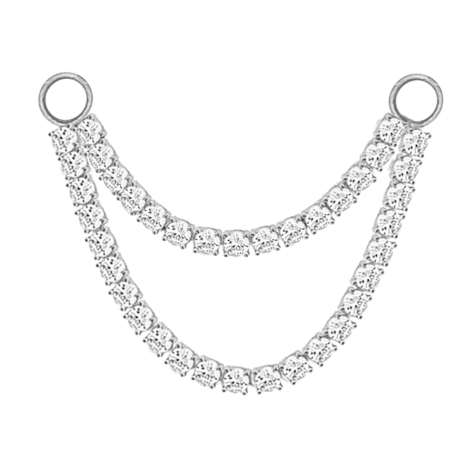 Connecting chain silver double angular crystals silver