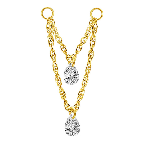 Gold-plated connecting chain double crystal drops silver
