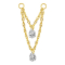 Gold-plated connecting chain double crystal drops silver