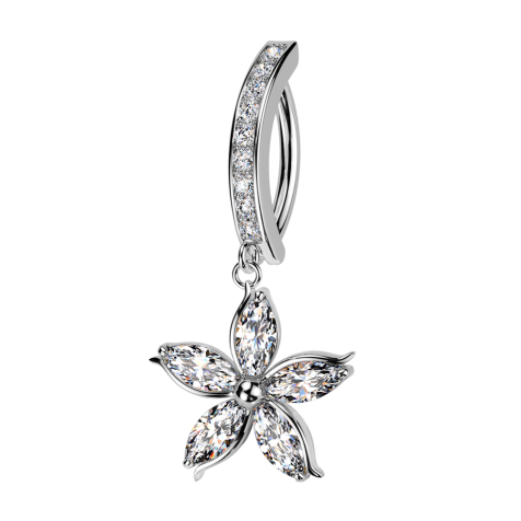 Banane pliable argent bouclier cristal argent pendentif fleur