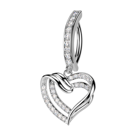 Banane pliable argent bouclier cristal argent pendentif cœur