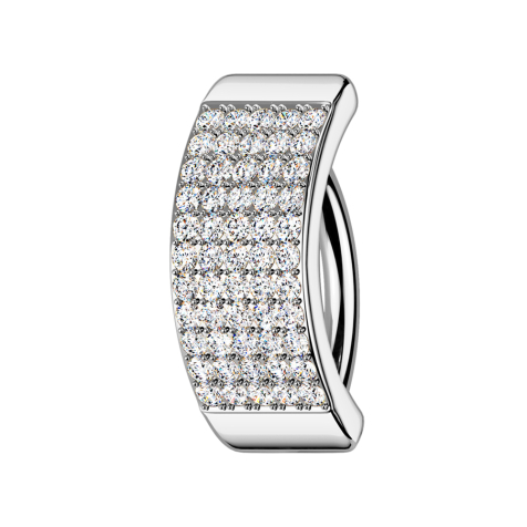 Banane pliable argent Bouclier cinq rangées de cristaux argent