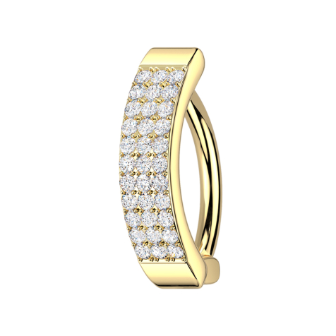 Banane klappbar vergoldet Schild drei Reihen Kristalle silber