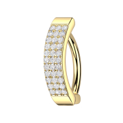 Banana hinged gold-plated shield three rows of crystals...