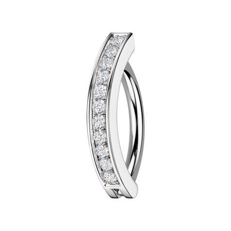 Scudo a banana con cerniera in argento cristalli argento