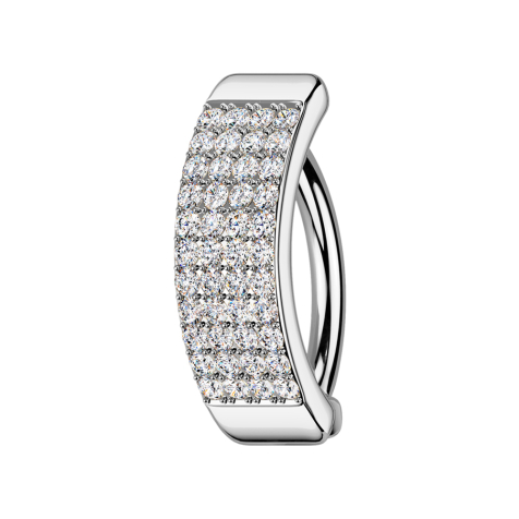 Banane pliable argent Bouclier quatre rangées de cristaux argent