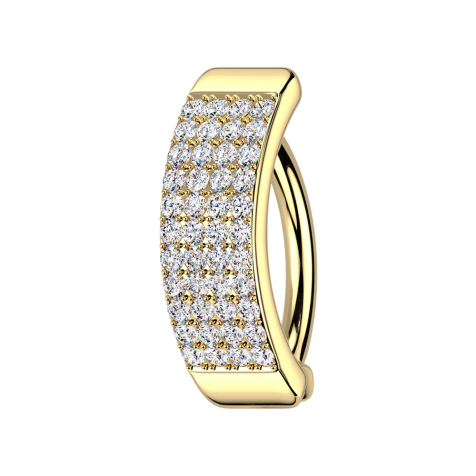 Banane pliable plaque dorée quatre rangées de cristaux argentés