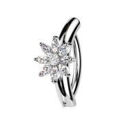 Banana hinged silver shield semicircular flower crystal...