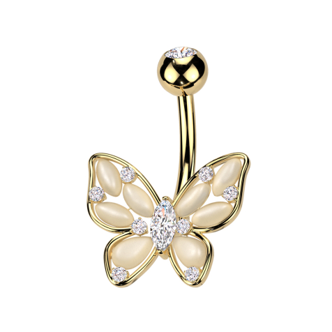 Banana gold-plated with ball gold-plated crystal silver and butterfly crystals silver