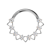 Micro Segmentring klappbar silber dreiecke Kristalle silber